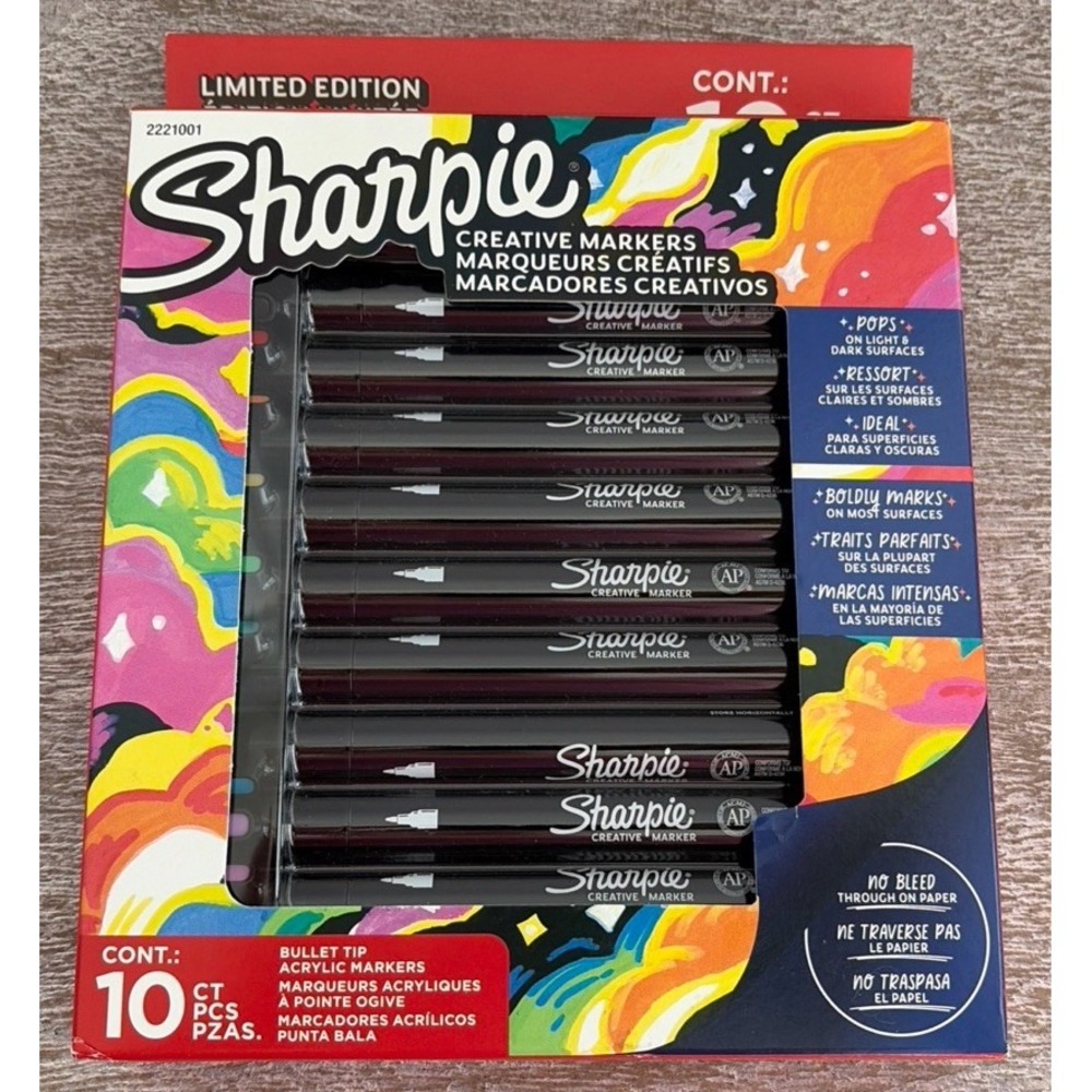 New Sharpie Creative Markers Bullet Tip Acrylic Markers 10 Count Limited Edition